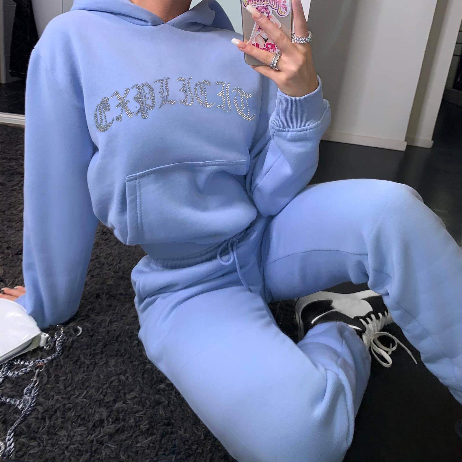 Women's Fleece Sports Suit - Long Sleeve Hoodie & Trousers Lounge Set - Soft Sweatsuit for Yoga, Running & Casual Wear