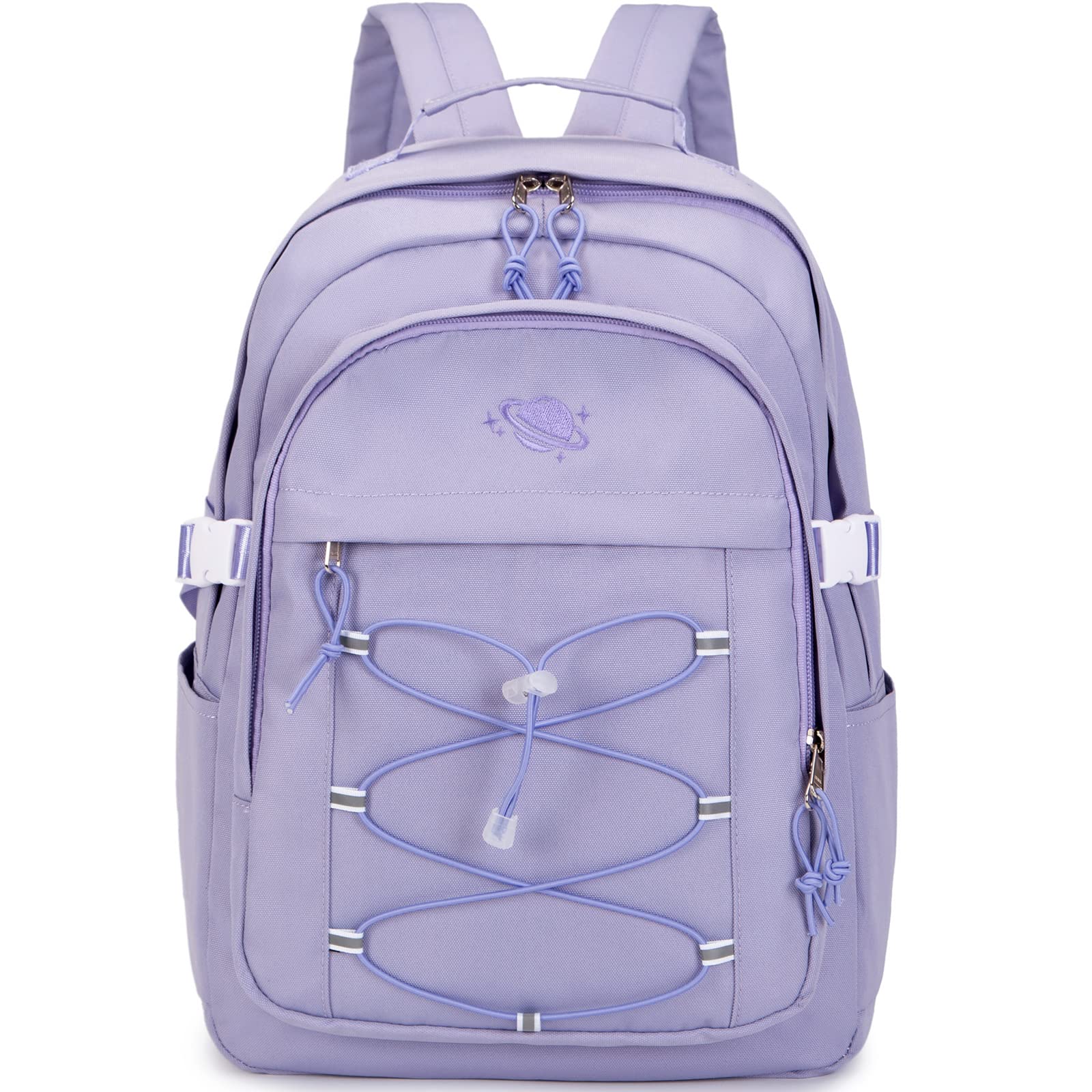 MIRLEWAIY Kids Backpack for School & Travel - Planet Embroidery, Taro Purple - Perfect for Girls & Teens
