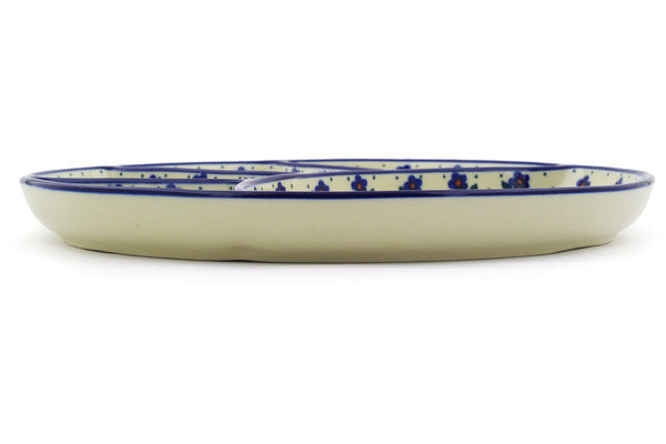 10 Divided Serving Dish - Auntie Em Sapphire Blue Ceramic Platter for Appetizers, Snacks, and Party Food - Perfect for Entertaining, Potlucks, and Family Gatherings