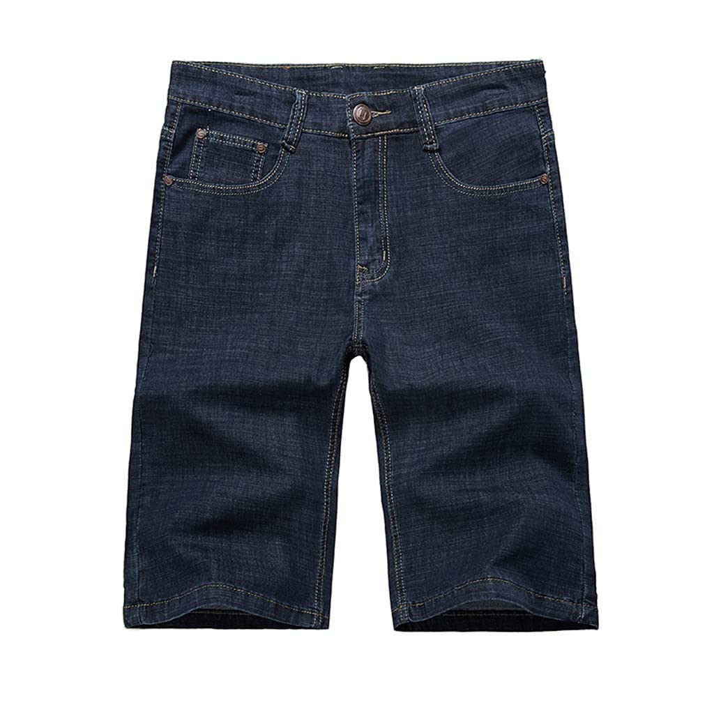 Men's Stretch Denim Shorts - Loose Fit Straight Leg Summer Jeans Shorts for Casual Wear & Outdoor Activities (Color: A, Size 42) | Perfect for Beach, BBQ & Weekend Outings