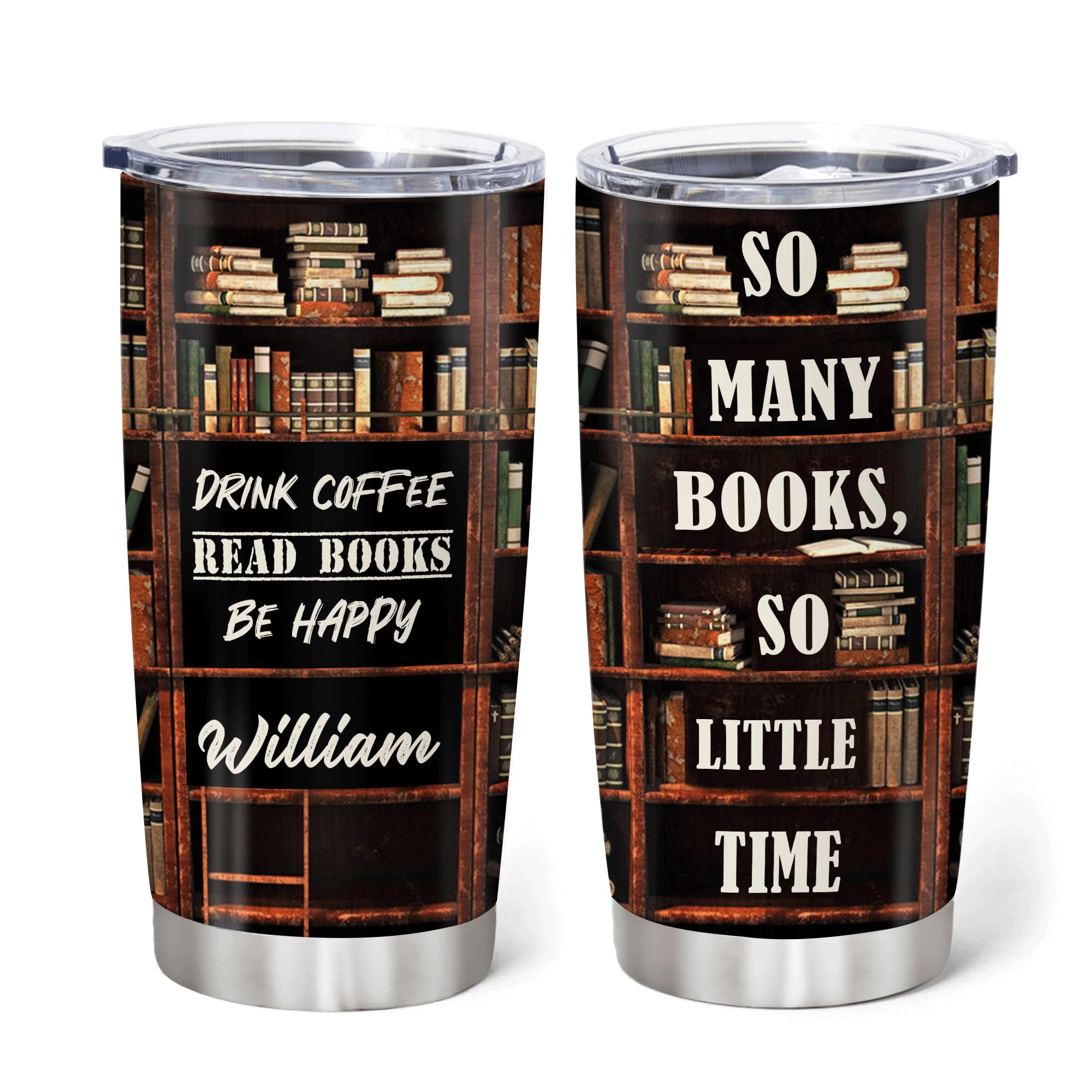 Personalized Book Tumbler 20oz - Custom Name Stainless Steel Cup for Book Lovers - Perfect Gift for Librarians, Book Club Members & Readers - Great for Birthday, Christmas & Reading Nook Decor