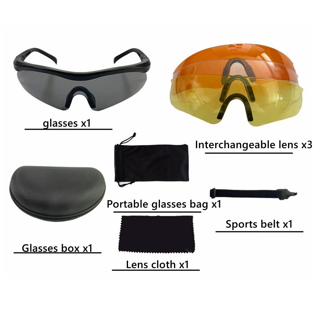 Tactical Shooting Glasses with Telescopic & Rotating Goggles - UV400 Protective Lenses (4 Pack) for Outdoor Sports, Hunting & Airsoft - Anti-Fog, Anti-Scratch & Impact Resistant