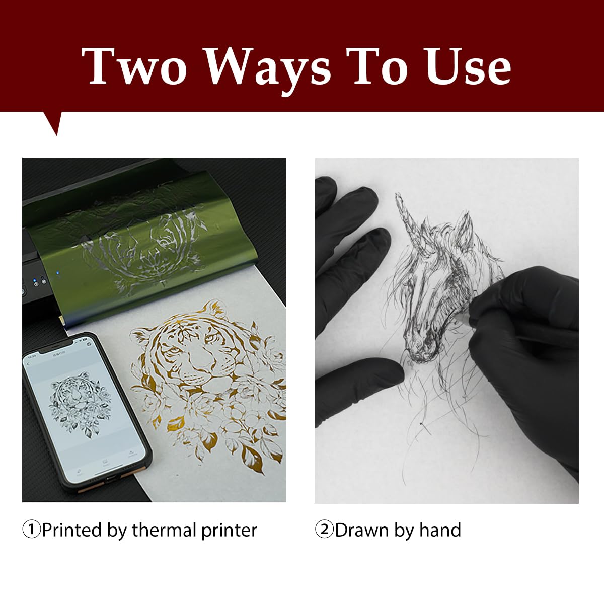 100Pcs Ultra HD Thermal Tattoo Transfer Paper - 4 Layer Professional Stencil Paper for Tattoo Artists | Works with Tattoo Stencil Printers & Freehand Drawing | A4 Size | Perfect for Tattoo Studios, Home Practice & Professional Tattooing