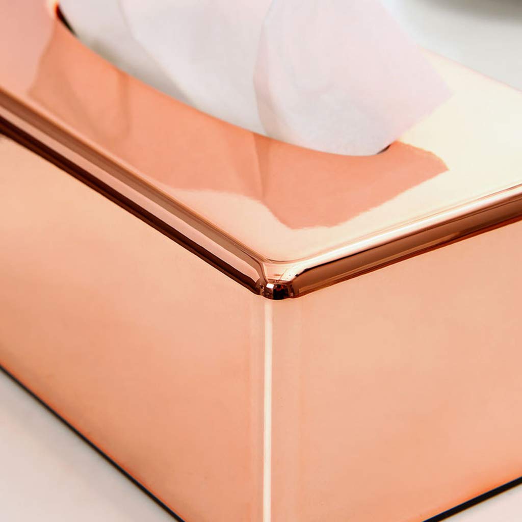 Elegant Rose Gold Rectangle Tissue Box Cover - Stylish Home Office Car Napkin Holder for Living Room, Bedroom & Bathroom - Perfect for Decor & Organization