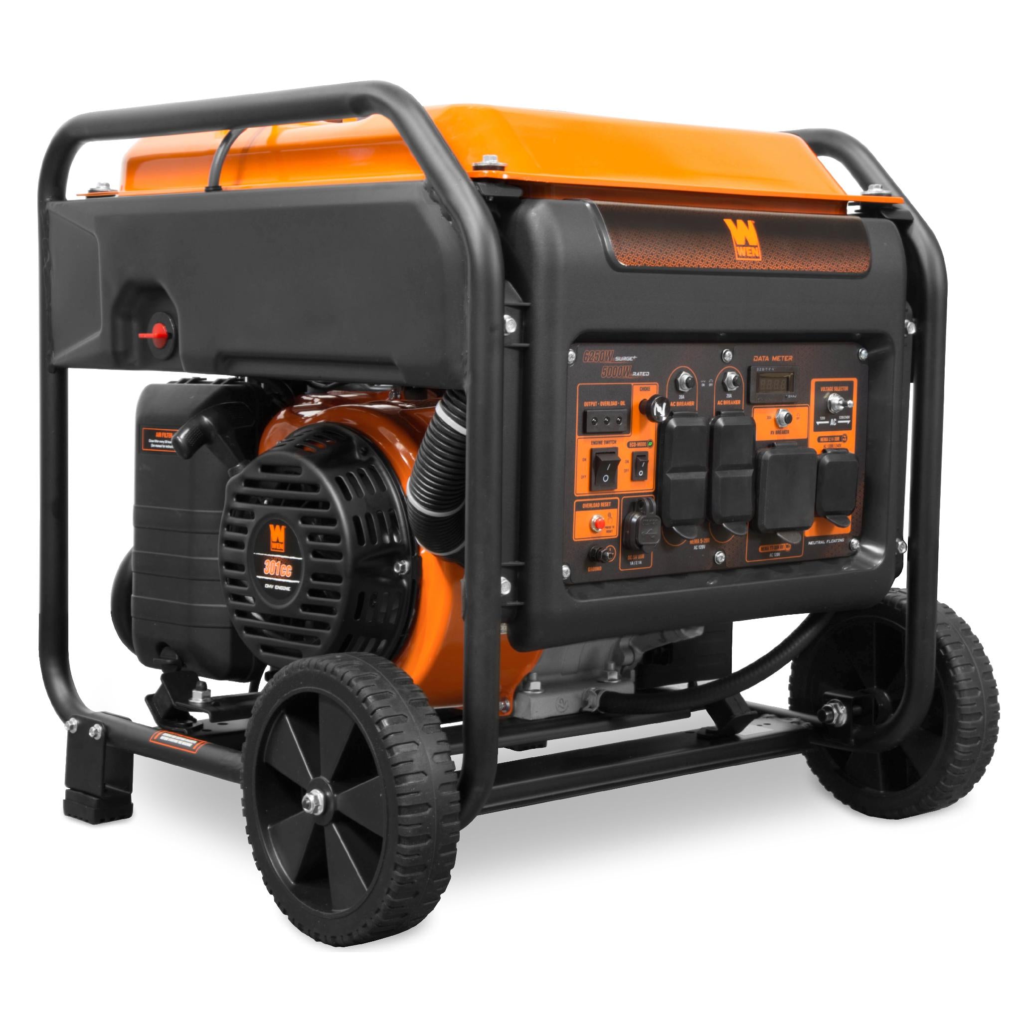 WEN GN625i 6250-Watt Portable Inverter Generator - 120V/240V Dual Fuel, CARB Compliant, RV Ready with Transfer Switch - Perfect for Camping, Home Backup Power & Outdoor Events