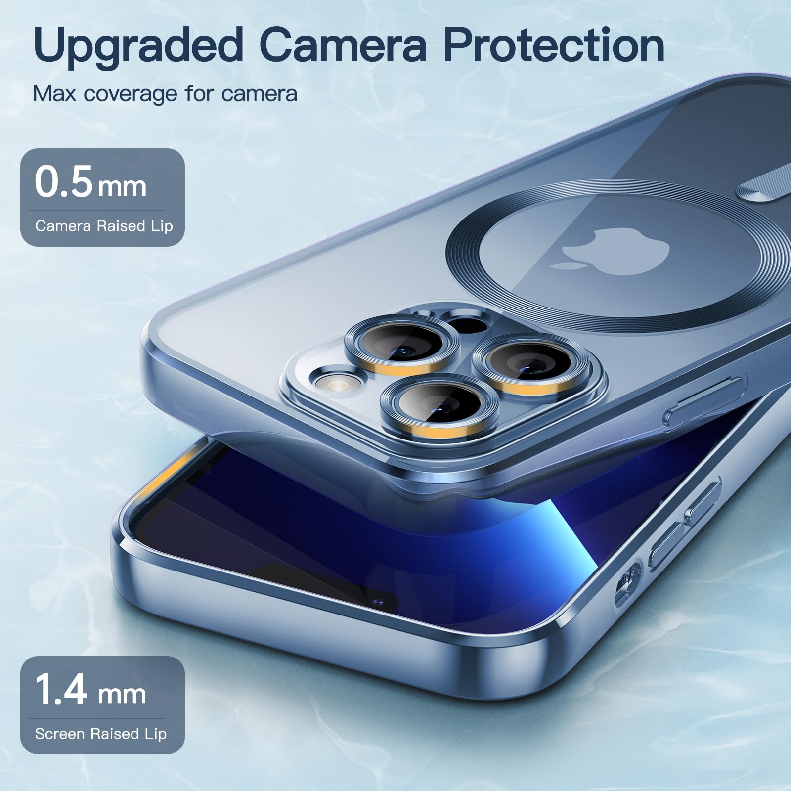 JETech Soft Clear Case for iPhone 13 Pro 6.1-Inch | Shockproof TPU Phone Cover with Camera Protection | MagSafe Wireless Charging Compatible | Blue Electroplated Design | Perfect for Daily Use, Travel & Outdoor Activities