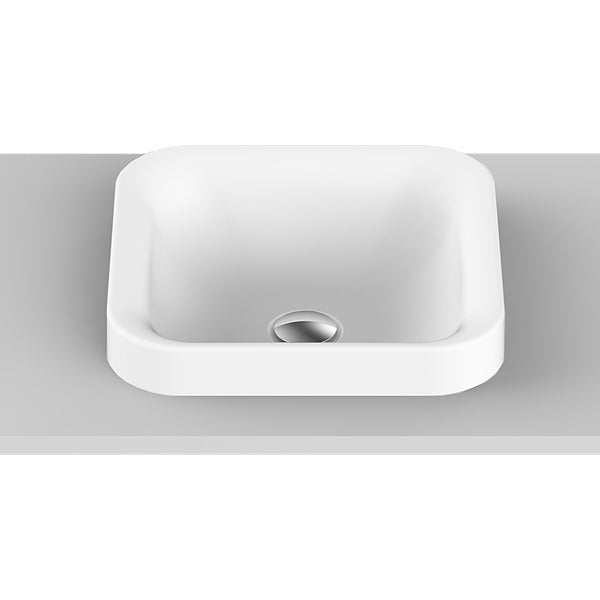 ADP Truth 370 x 370mm Semi Inset Bathroom Basin in White - Modern Ceramic Sink for Vanity, Powder Room & Guest Bathroom