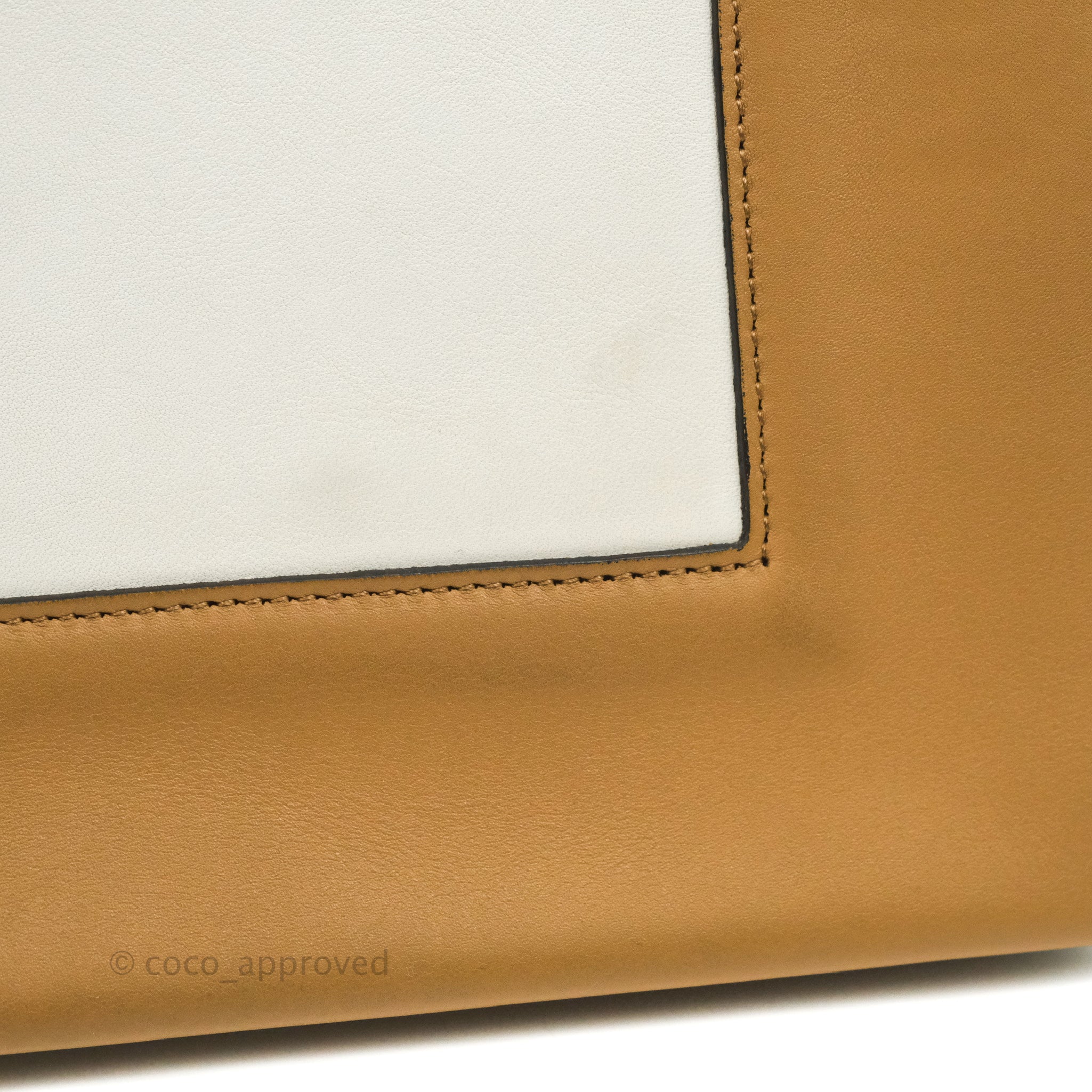 Celine Frame Shoulder Bag in White & Brown Calfskin with Gold Hardware - Luxury Crossbody Purse for Women, Perfect for Work, Travel & Evening Events