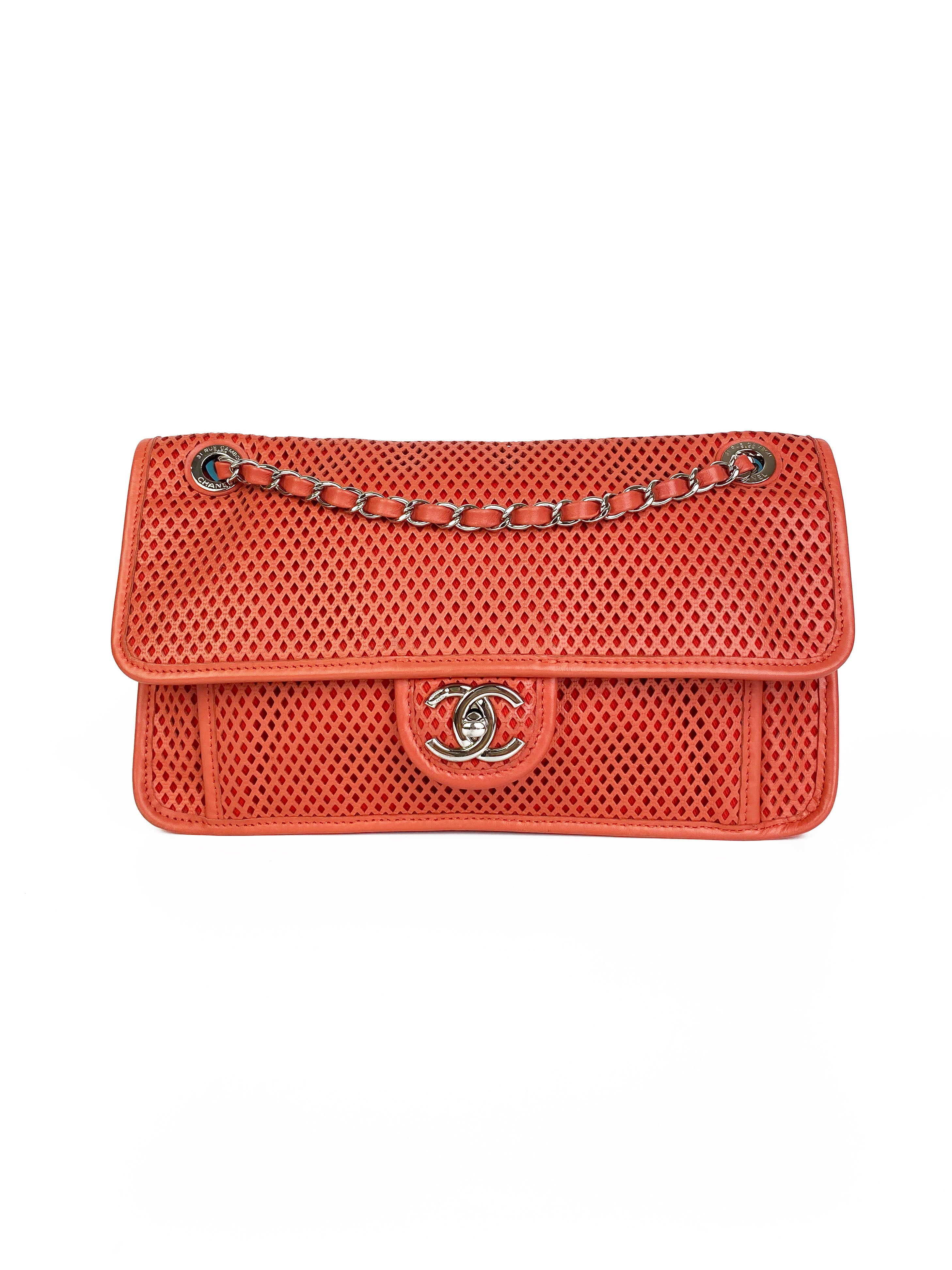 Chanel Medium Peach Perforated Classic Flap Bag - Luxury Designer Handbag for Women, Perfect for Parties, Weddings & Everyday Elegance