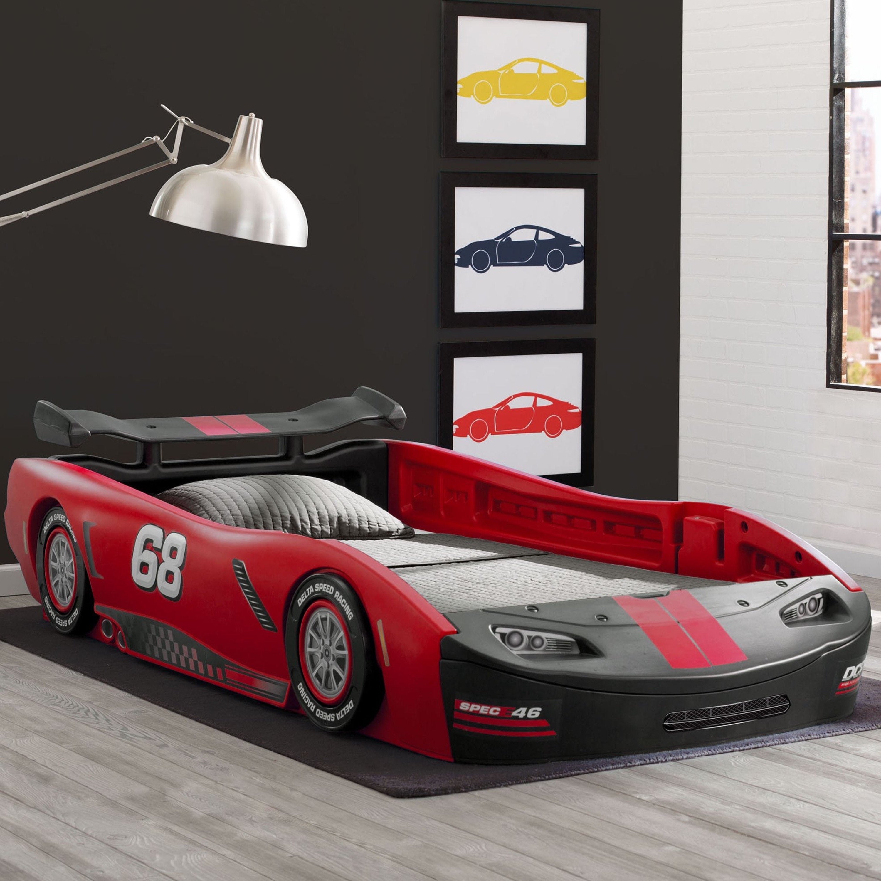 Turbo Race Car Twin Bed for Kids - High-Speed Design Themed Bedroom Furniture for Boys & Girls - Perfect for Racing Enthusiasts' Bedrooms and Playrooms