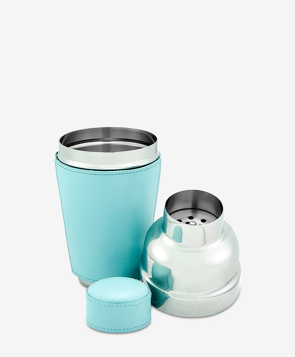 Premium Cocktail Shaker Set - Vintage Robins Egg Blue with Embossed Leather Design - Perfect for Home Bars, Parties & Mixology Enthusiasts