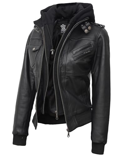Edinburgh - Black Hooded Leather Jacket