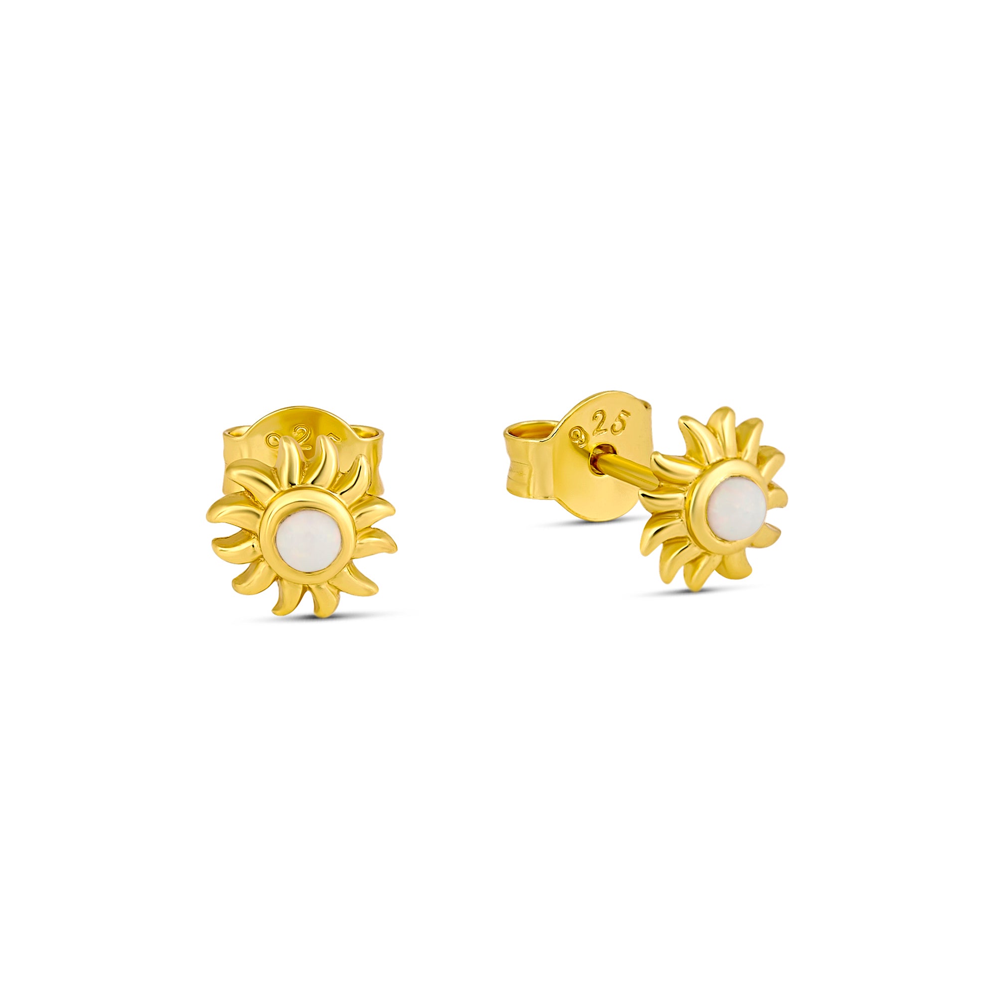 Sunshine Opal Gold Stud Earrings - Elegant 14K Gold Plated Opal Studs for Women, Perfect for Everyday Wear, Parties & Gifts