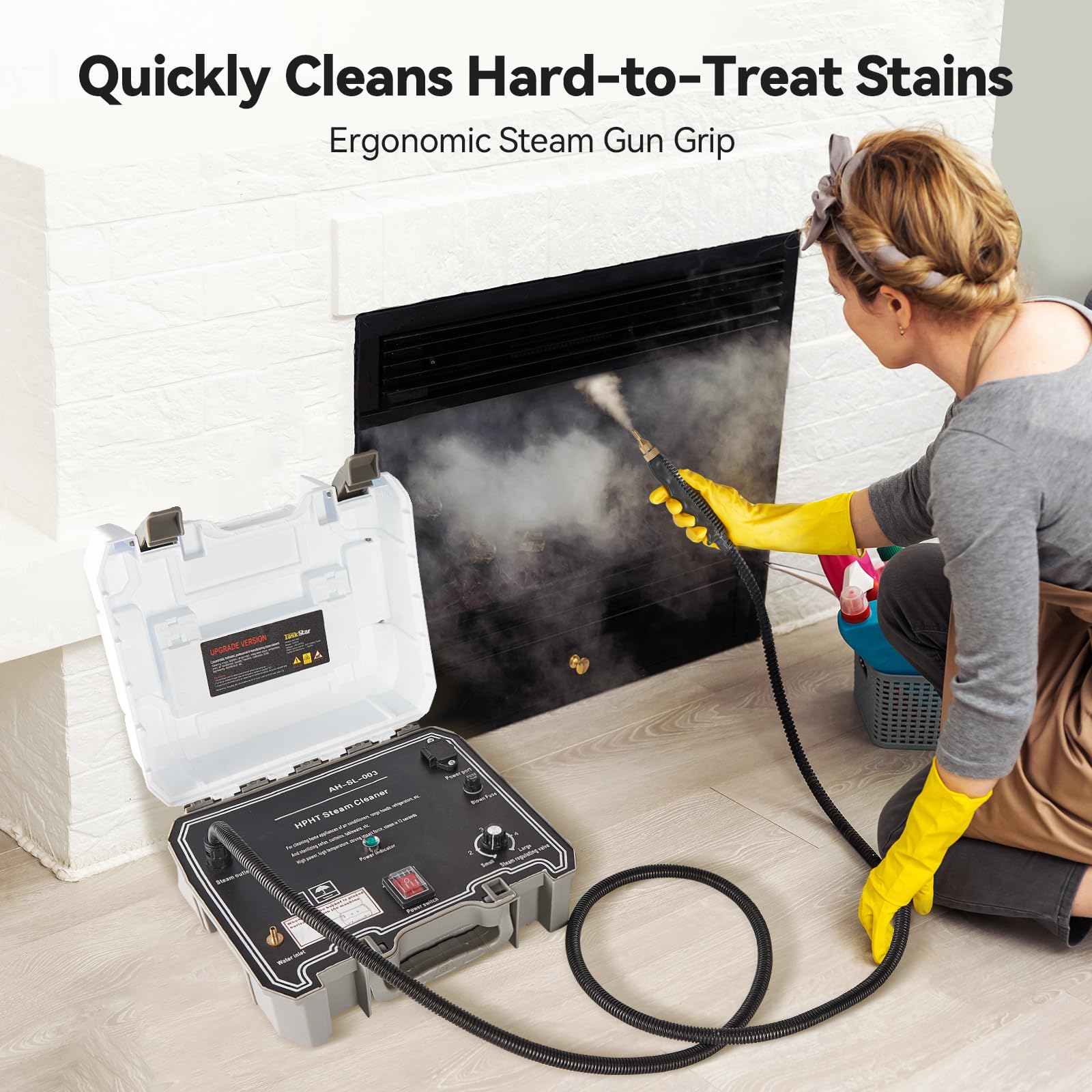 TaskStar 1800W Handheld High Pressure Steam Cleaner with 5 Brush Heads - Portable Heavy Duty Steamer for Grout, Tile, Car Detailing & Home Cleaning - Fast Heating 110V Steam Cleaner for Kitchen, Bathroom, Auto Interior & Outdoor Use