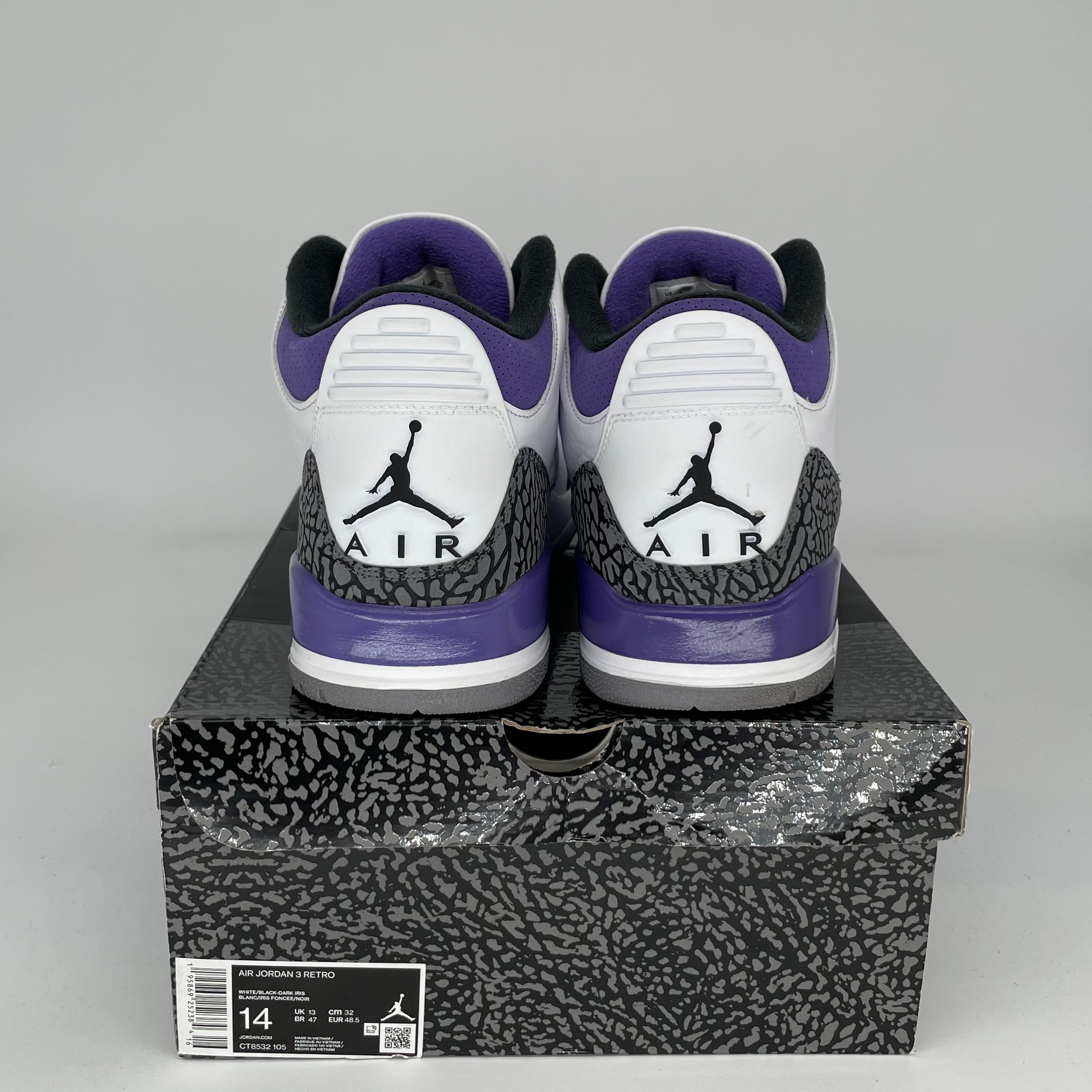 AIR JORDAN 3 DARK IRIS Men's Basketball Shoes - Size 14 (CT8532-105) - Retro Sneakers for Sports, Casual Wear & Street Style