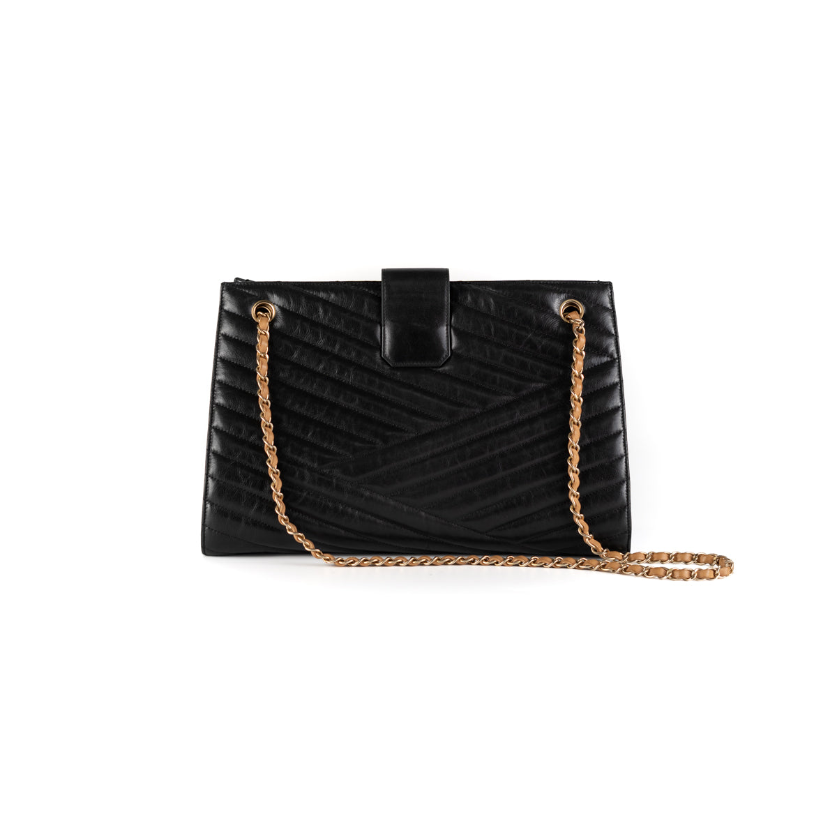 Chanel Chevron Gabrielle Black Leather Tote Bag for Women - Luxury Designer Handbag for Work, Travel & Everyday Use