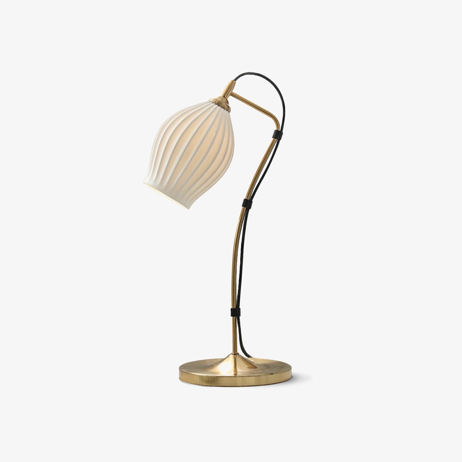 Ceramic Ribbed Table Lamp - Modern Home Decor for Living Room, Bedroom & Office - Elegant Lighting for Cozy Ambiance