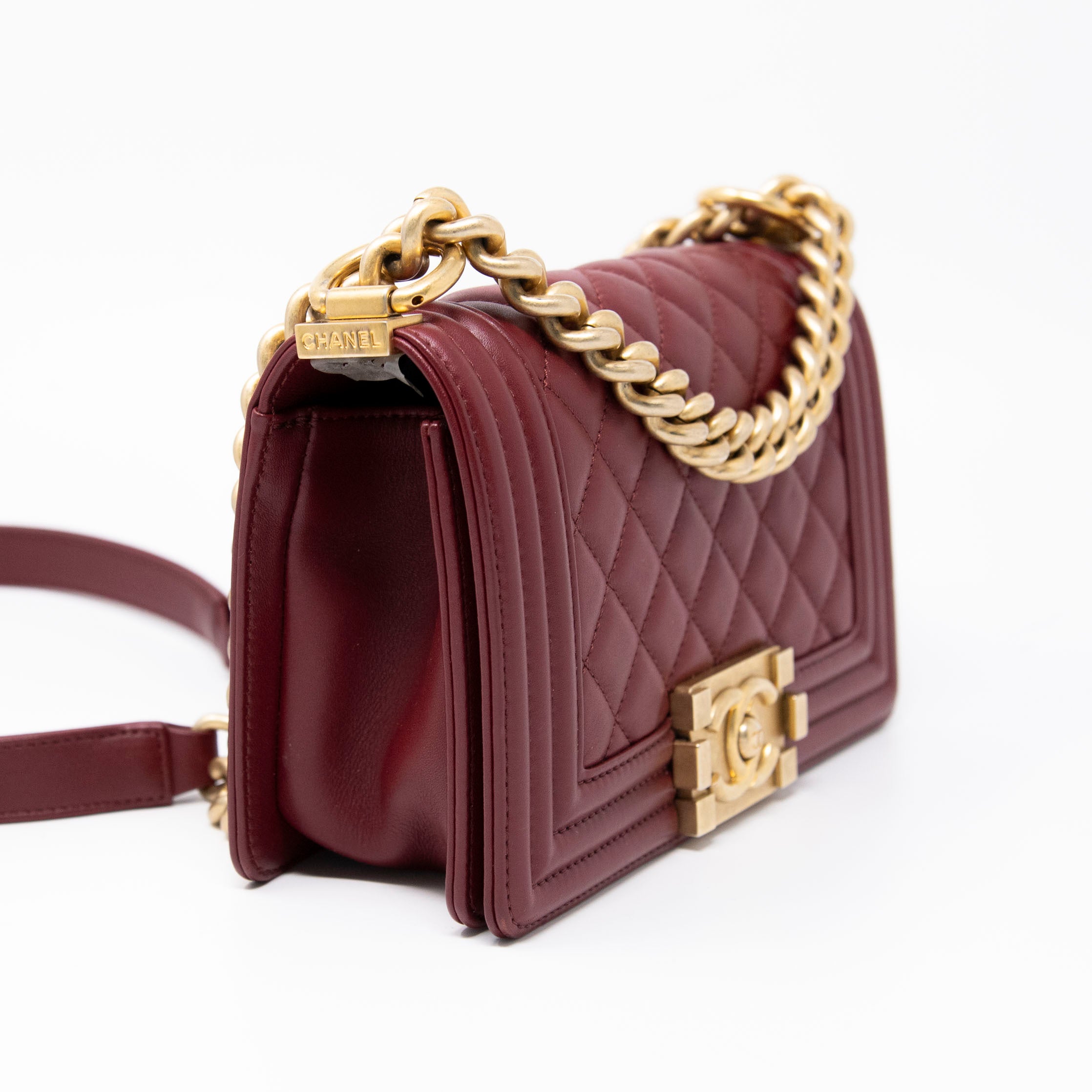 Chanel Burgundy Small Boy Bag - Luxury Leather Crossbody Handbag for Women | Perfect for Parties, Dates & Evening Events