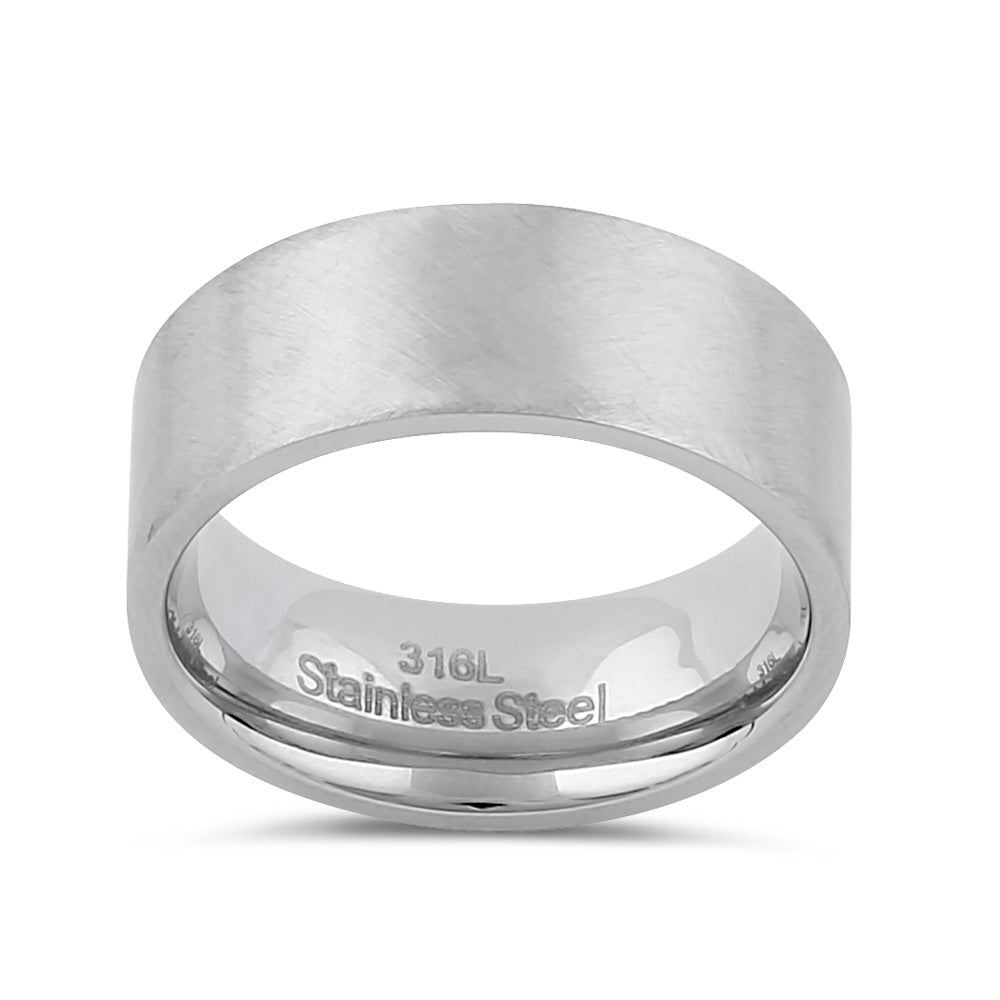 8mm Stainless Steel Men's Wedding Band Ring - Brushed & Polished Mixed Finish, Durable & Comfortable for Everyday Wear, Anniversary, Engagement, or Gift
