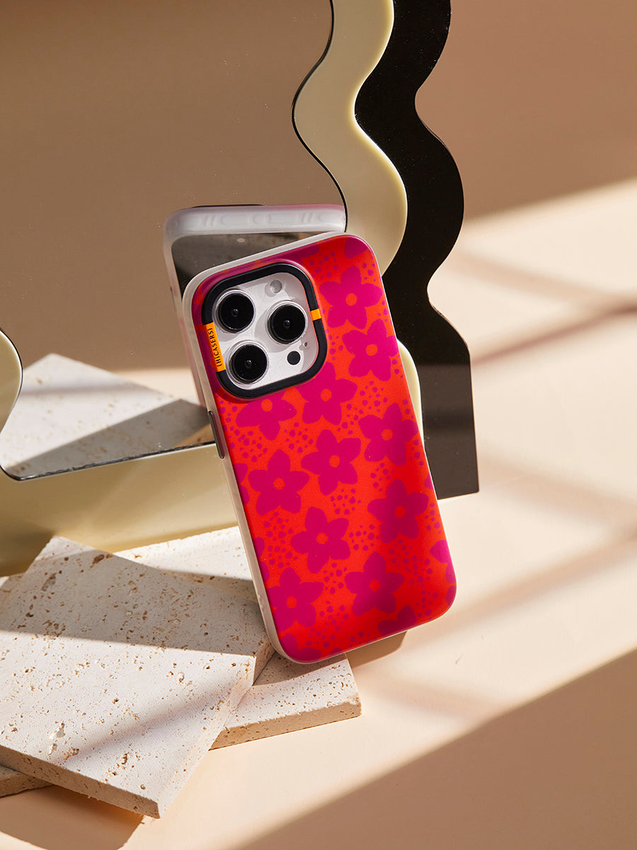 Floral and Pebbles Phone Case - Coral Red Design for iPhone & Samsung | Stylish Protective Cover for Everyday Use, Work & Travel