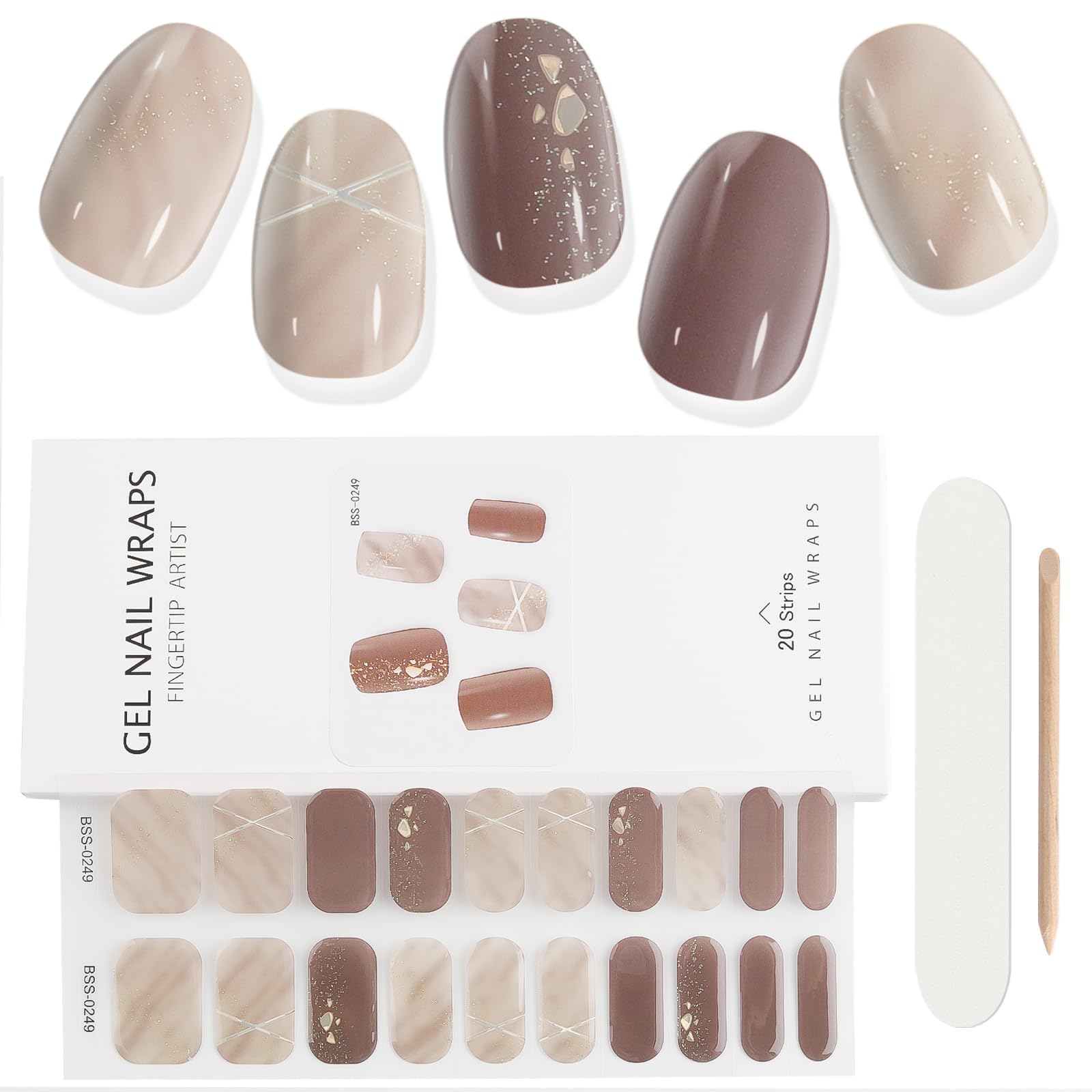 Kalolary Gel Nail Strips - Full Wrap Gel Nail Polish Stickers for Women | Salon Quality, Long Lasting & Vibrant Colors | Includes Nail File & Wood Stick | UV/LED Lamp Required | Perfect for Home Manicures, Parties & Special Occasions