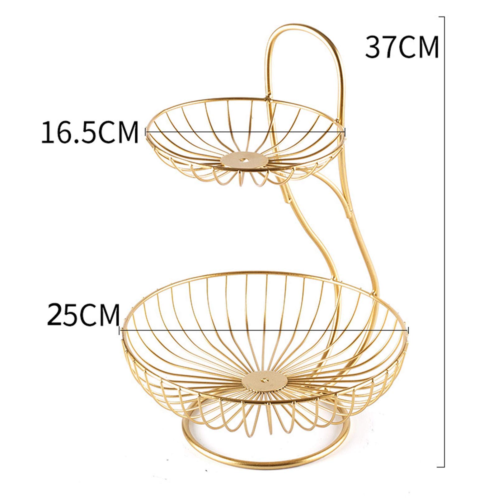 2 Tier Modern Fruit Basket for Kitchen Counter - Black/Gold & Gold - Stylish Storage for Fruits, Bread, Snacks & Vegetables - Perfect for Dining Table Display & Home Decor