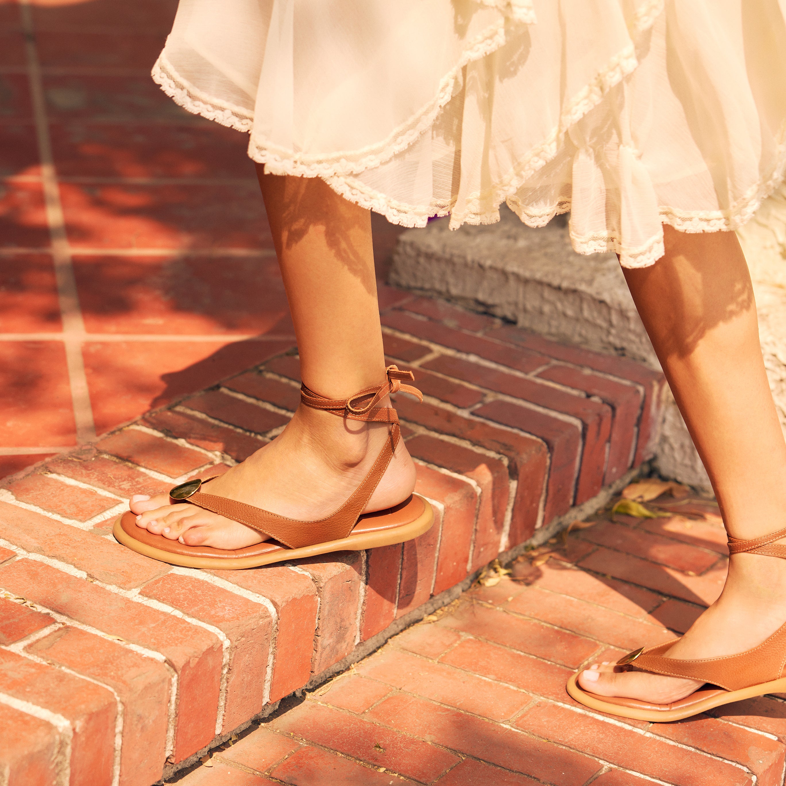 JUDY Women's Leather Sandals in Cognac - Comfortable & Stylish for Summer, Beach, and Casual Outings