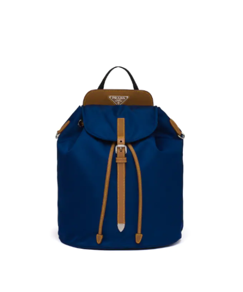 Prada Nylon & Saffiano Leather Backpack for Women | Blue Luxury Designer Bag | Perfect for Travel, Work & Everyday Use