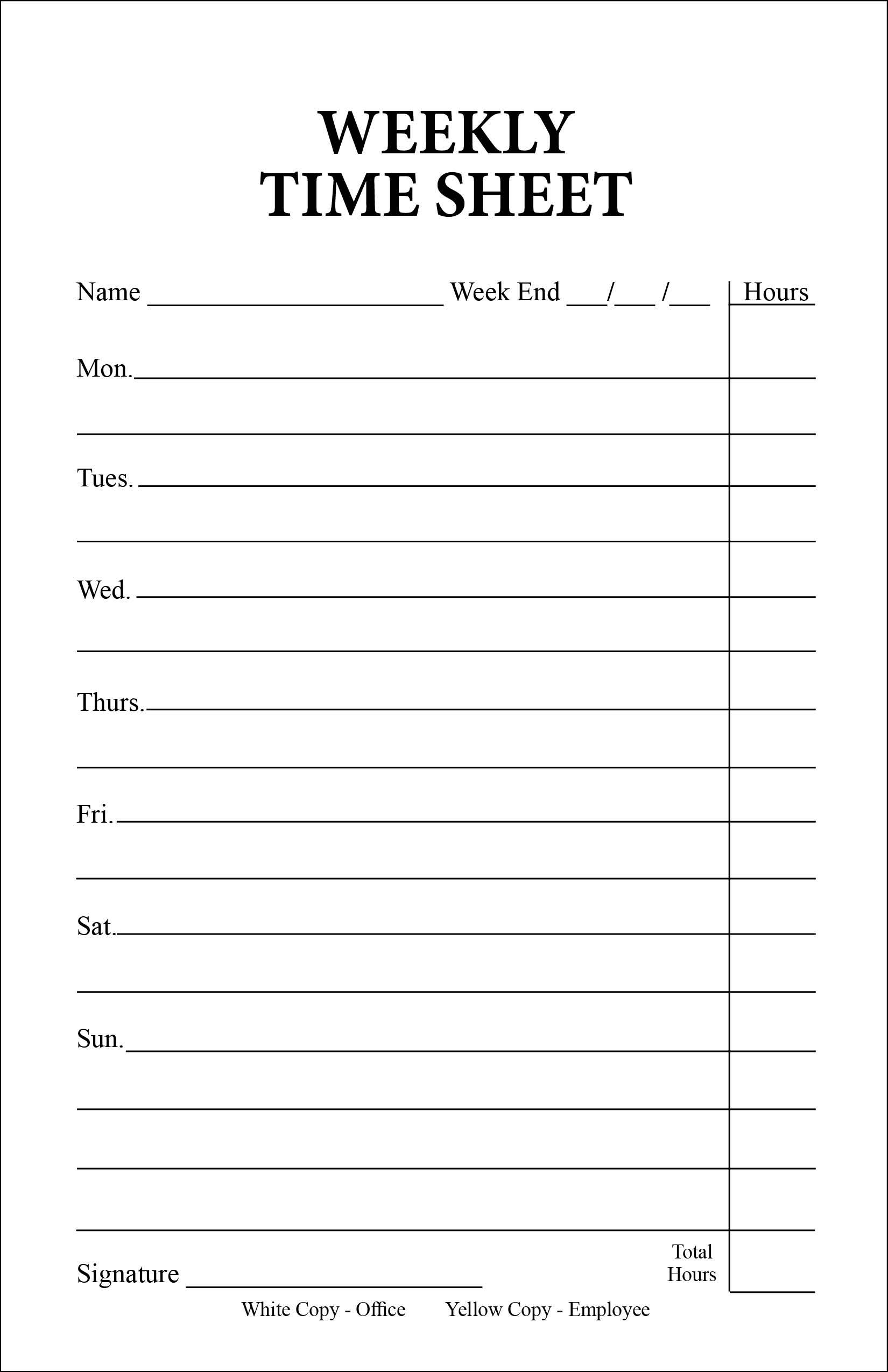 100 Pack Weekly Time Sheets on 2-Part Carbonless Paper - Perfect for Employee Hours Tracking, Payroll Management & Small Business Office Use
