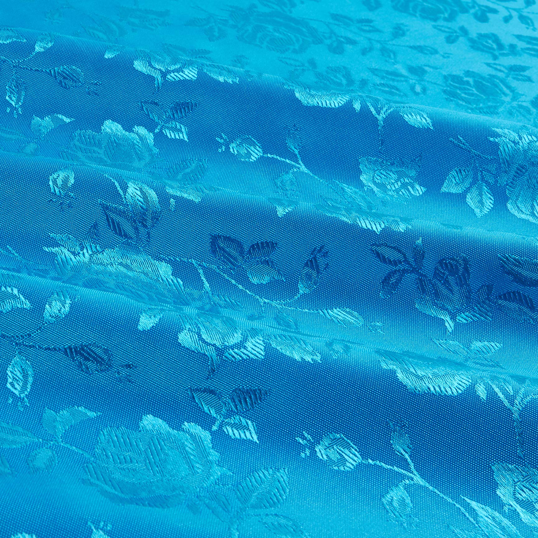 Turquoise Rose Satin Jacquard Fabric by the Yard - Premium Dressmaking & Upholstery Material for DIY Fashion & Home Decor