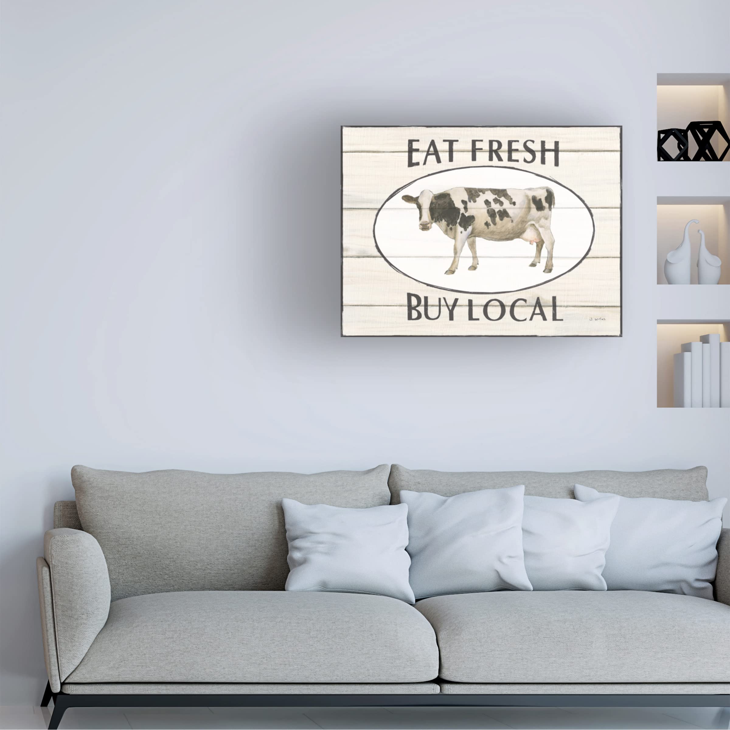Trademark Fine Art 'Country Cow V' Canvas Art by James Wiens - Farmhouse Wall Decor for Living Room, Bedroom & Office