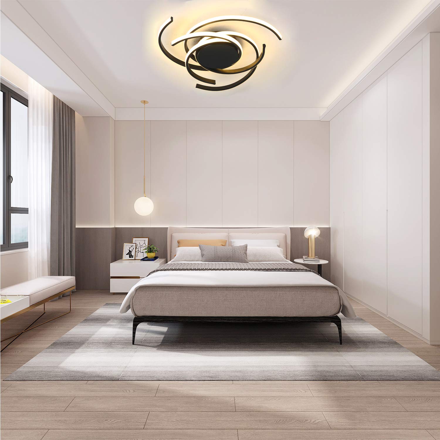 Dimmable LED Ceiling Light with Remote Control - Modern Acrylic Chandelier for Living Room, Kitchen, Dining Room, Bedroom & Bathroom | Flush Mount Hanging Lamp for Home Decor & Ambient Lighting