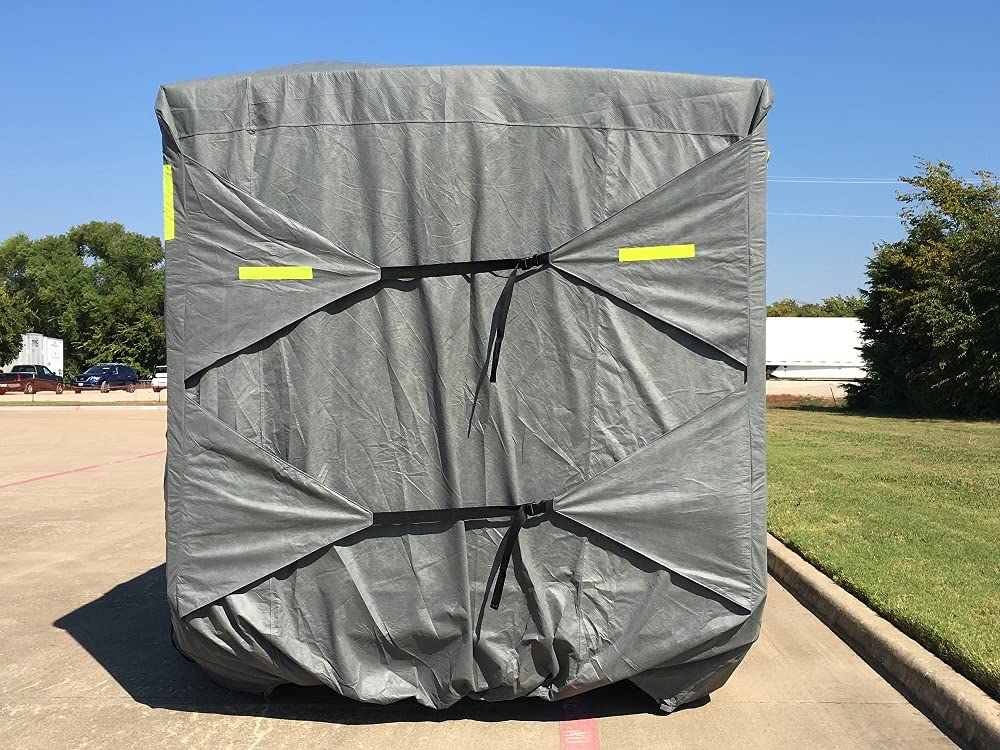 Premium Waterproof RV Cover for 30' - 33' Travel Trailers & Motorhomes | Heavy-Duty Windproof Camper Van Cover with Tire Protectors & Storage Bag | Ideal for Outdoor Storage & Winter Protection - by DELTA