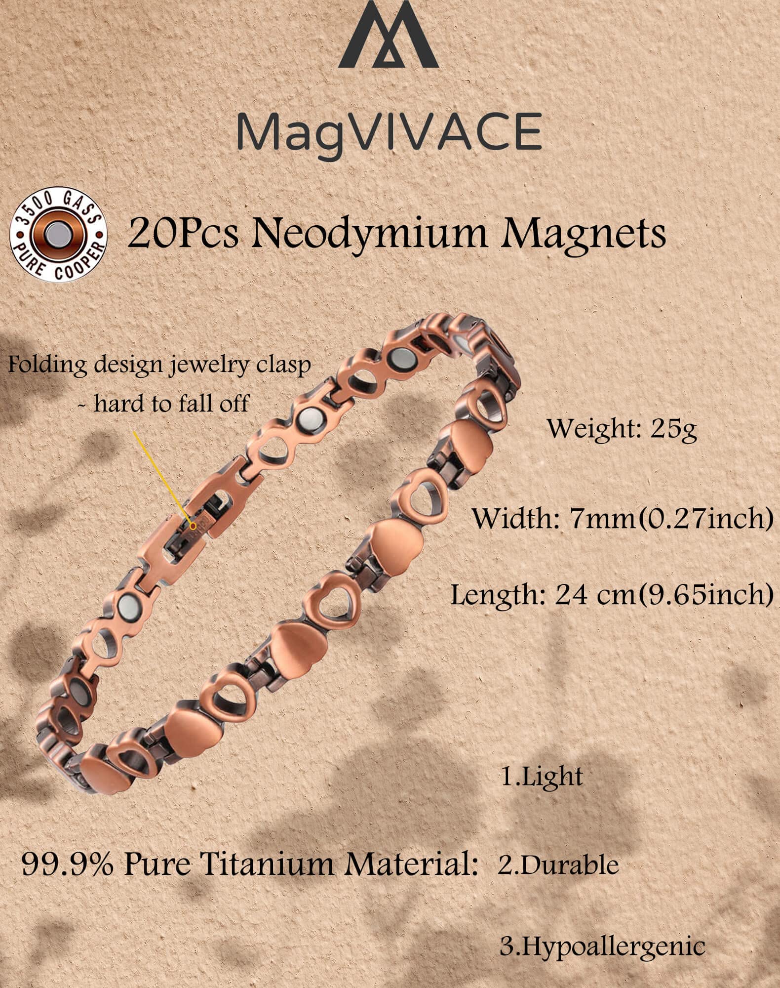 YINOX Copper Ankle Bracelet for Women - Magnetic Therapy Anklet with 12 Magnets for Arthritis Pain Relief, Fashion Jewelry Gift for Her - Perfect for Daily Wear, Yoga & Wellness Lifestyle
