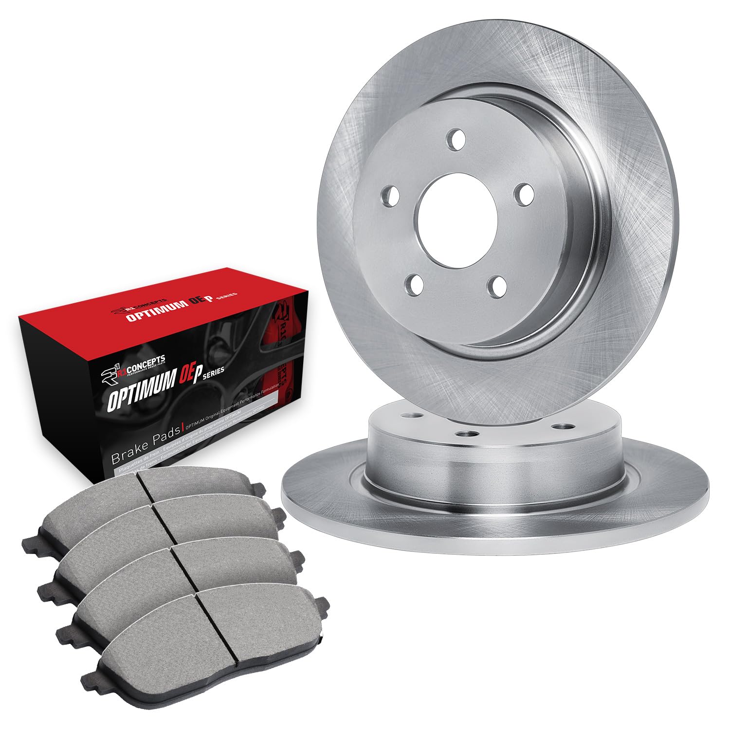 R1 Concepts Rear Brakes and Rotors Kit - Semi Metallic Brake Pads & Rotors for 2000 Volkswagen EuroVan | High-Performance Braking System for Safe Driving & Towing