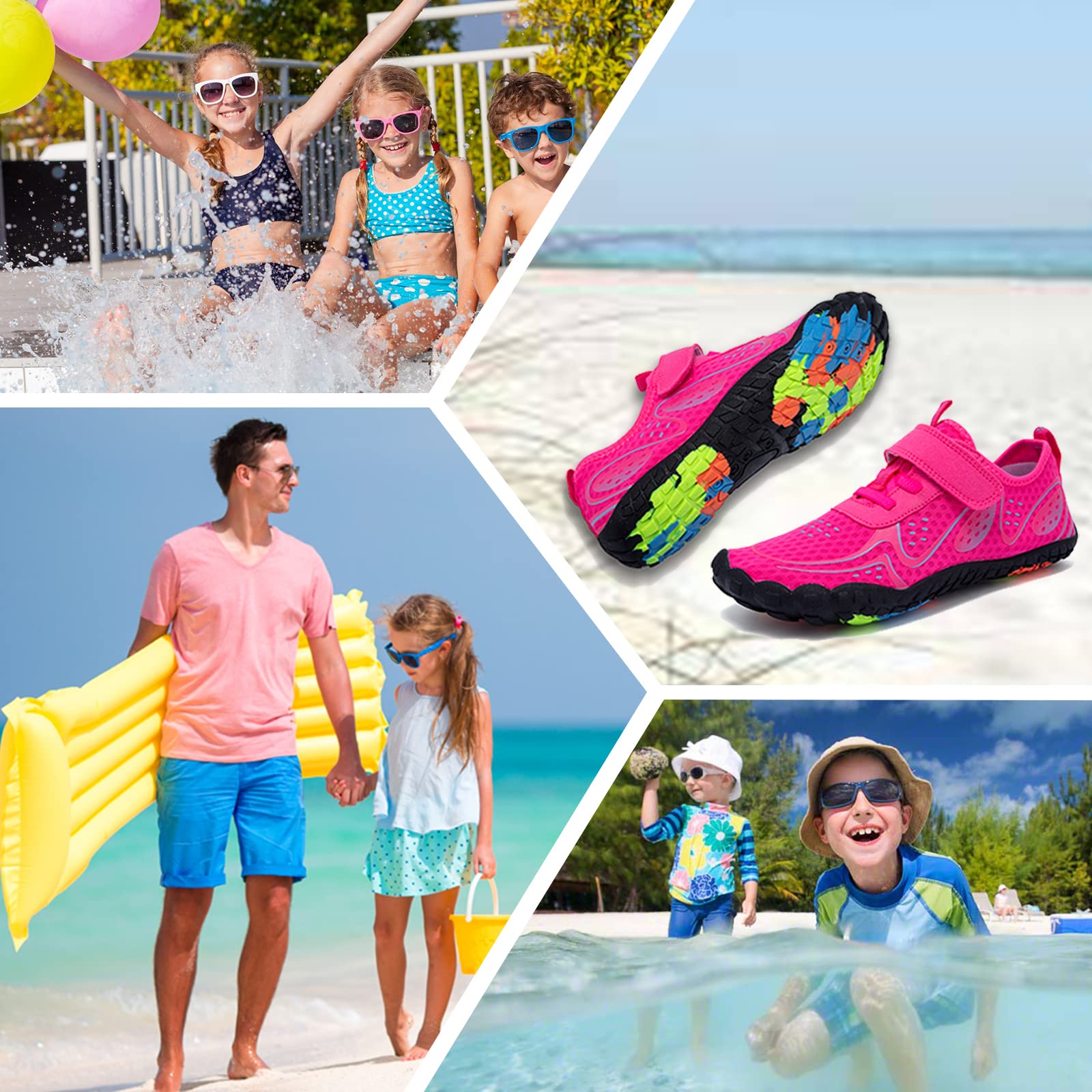 **Kids Water Shoes - Lightweight Comfortable Sole for Easy Walking, Athletic Slip-On Aqua Socks (Toddler/Little Kid/Big Kid) - Perfect for Beach, Pool, and Outdoor Activities**