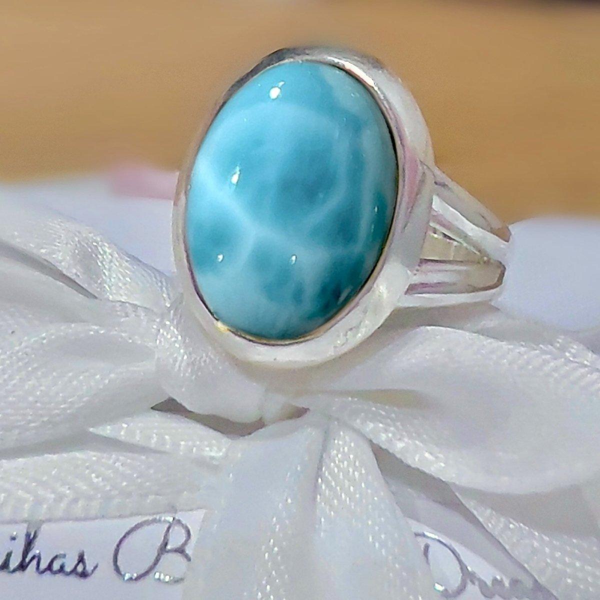 Elegant Oval Larimar Ring for Women - Classic Chic Jewelry for Everyday Wear & Special Occasions