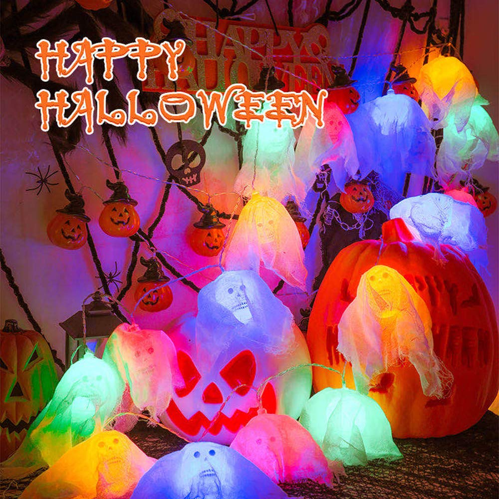Halloween LED Skull String Lights - 10 Mini Skulls, 2.5M for Outdoor Decor (2 Modes) - Perfect for Parties & Home Decoration