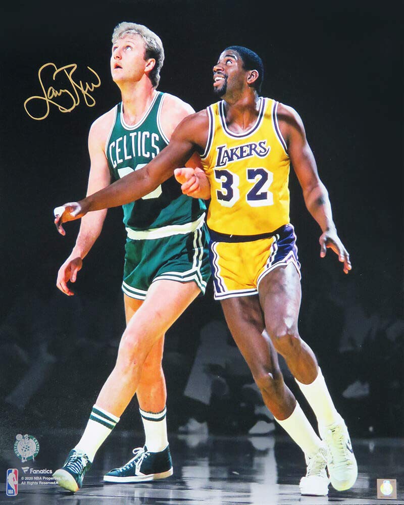 Larry Bird & Magic Johnson Signed Celtics 16x20 Action Photo - Authentic NBA Memorabilia for Sports Fans & Collectors - Perfect for Man Cave, Game Room, or Office Decor