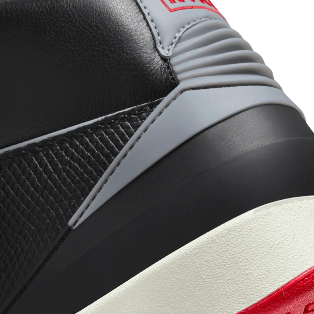 Air Jordan 2 Retro Men's Basketball Shoes - Black/Cement Grey/Fire Red - High-Top Sneakers for Streetwear & Court Performance