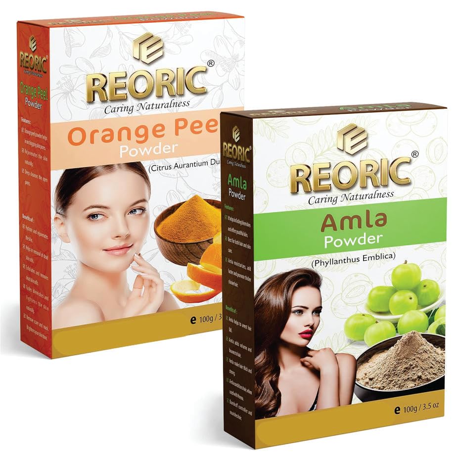 Organic Amla Powder & Orange Peel Powder for Hair Growth - Natural Ayurvedic Treatment for Stronger, Thicker Hair (200g, Pack of 2) | DIY Hair Masks, Scalp Care & Holistic Hair Wellness