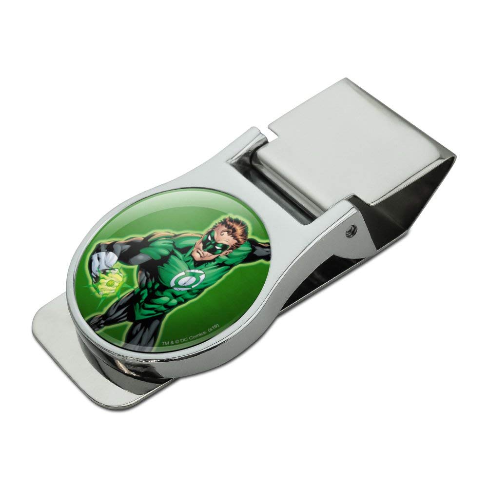 Green Lantern Money Clip - Satin Chrome Plated Metal Wallet Accessory for Cash & Cards - Perfect Gift for Superhero Fans & Collectors (DC Comics Inspired)