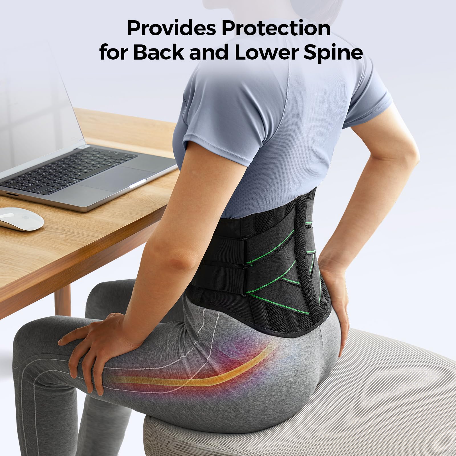 **FREETOO Adjustable Back Brace for Men & Women - Lower Back Pain Relief with 7 Metal Stays, Sciatica, Herniated Disc & Scoliosis Support - Breathable & Lightweight Back Support Belt with Soft Pad - Ideal for Work, Sports & Daily Activities**