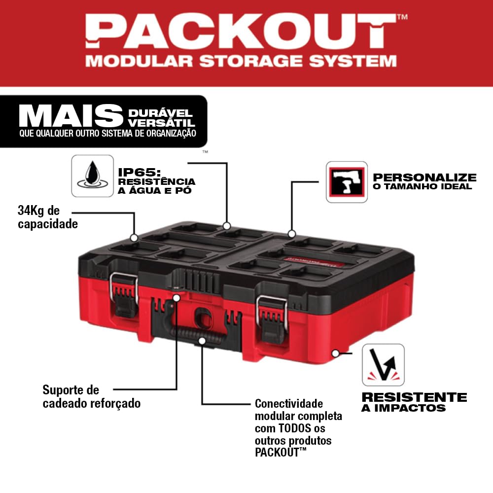Milwaukee 48-22-8450 PACKOUT Customizable Foam Insert Tool Case - Heavy-Duty Storage for Power Tools, Hand Tools & Equipment - Perfect for Job Sites, Workshops & Professional Contractors