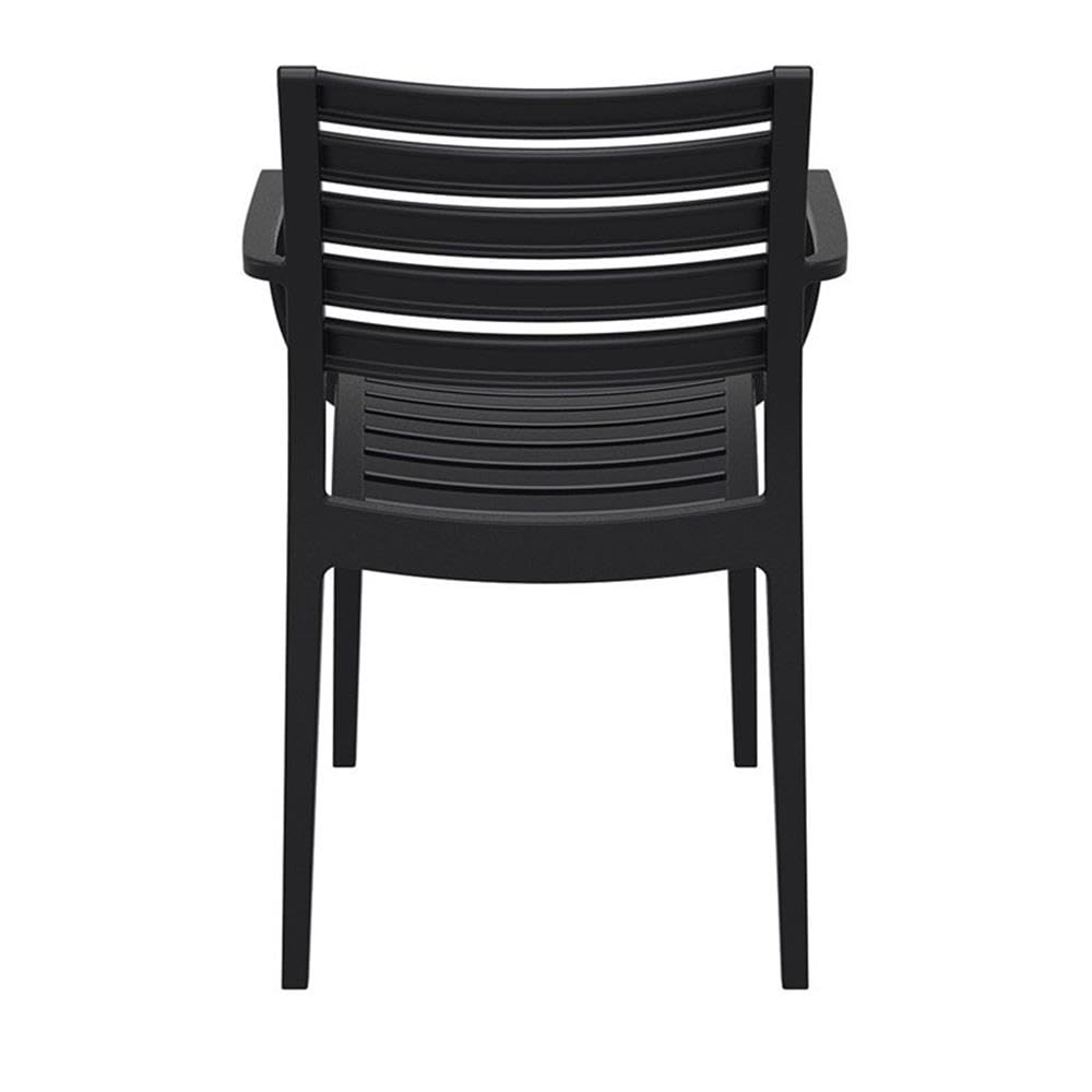 Artemis Outdoor Patio Dining Arm Chairs Set of 2 - Weather-Resistant Black Metal Garden Chairs for Backyard, Poolside, and Restaurant Outdoor Seating