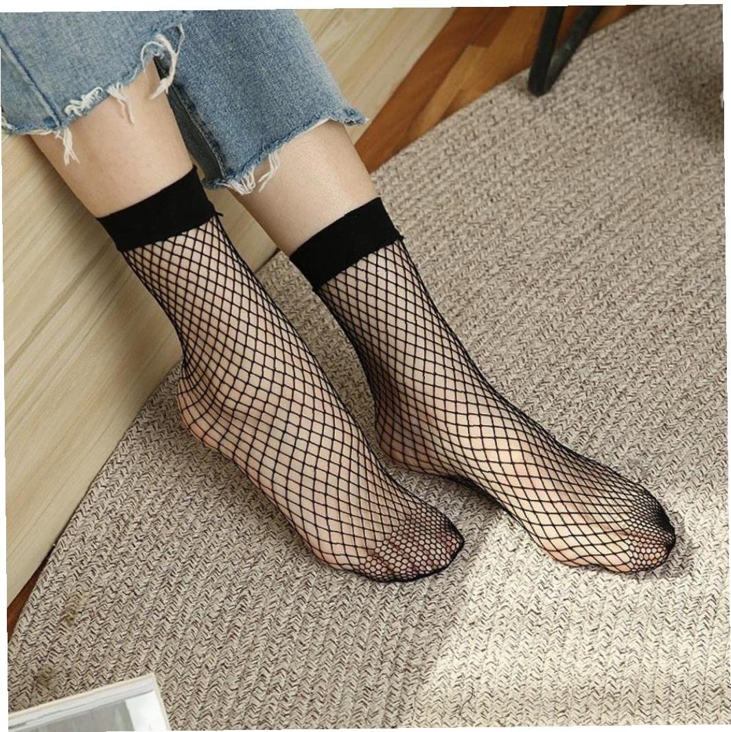 3 Pairs Women's Black Fishnet Socks - Elastic Ankle Short Socks with Hollow Out Mesh Design - Breathable Summer Tights for Casual Outfits, Parties, and Fashion Looks