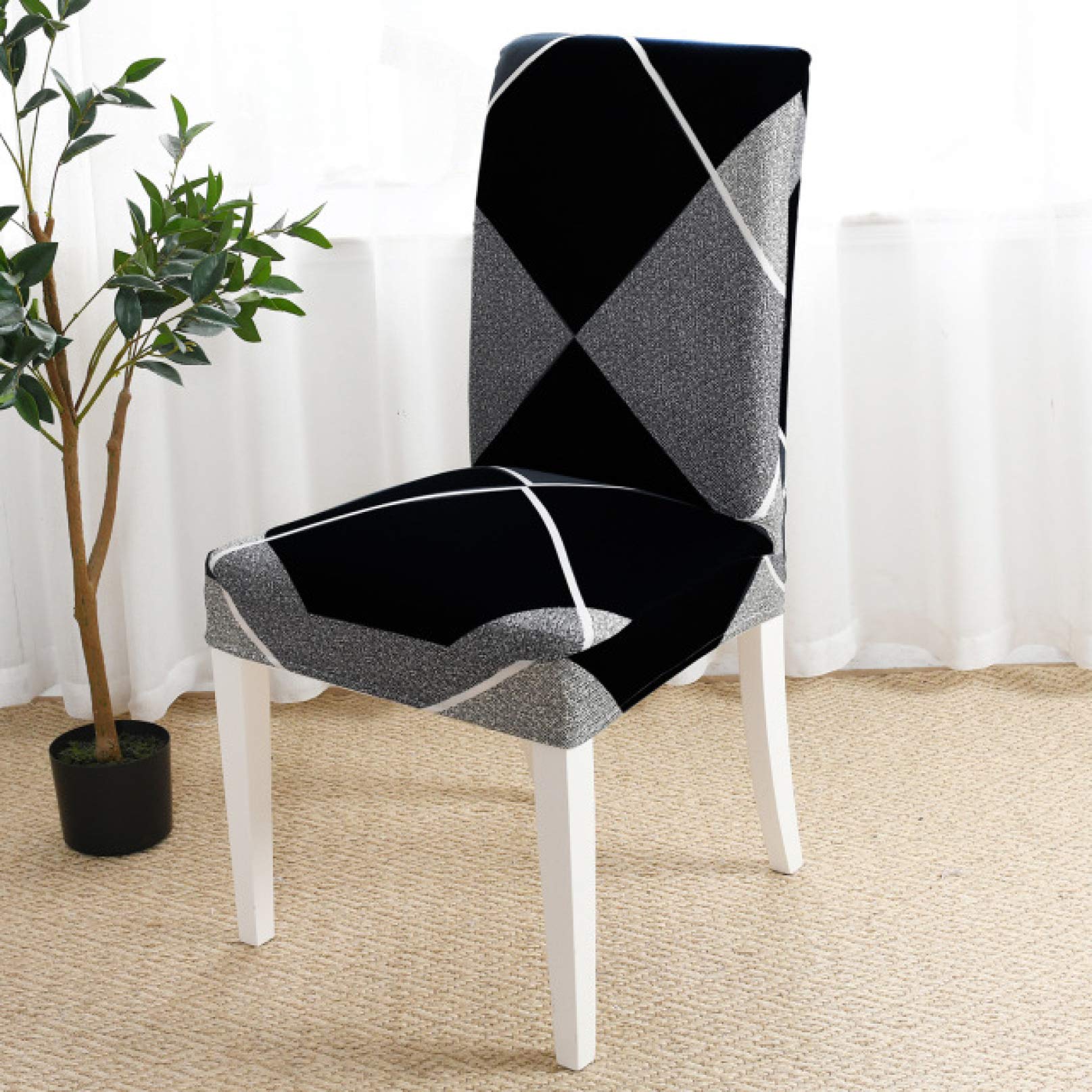 YURASIKU 1/2/4/6PCS Waterproof Printed Stretchable Chair Covers - Removable & Washable Dining Chair Slipcovers for Banquet, Hotel, Restaurant & Home Use - Perfect for Parties, Weddings & Everyday Dining Protection