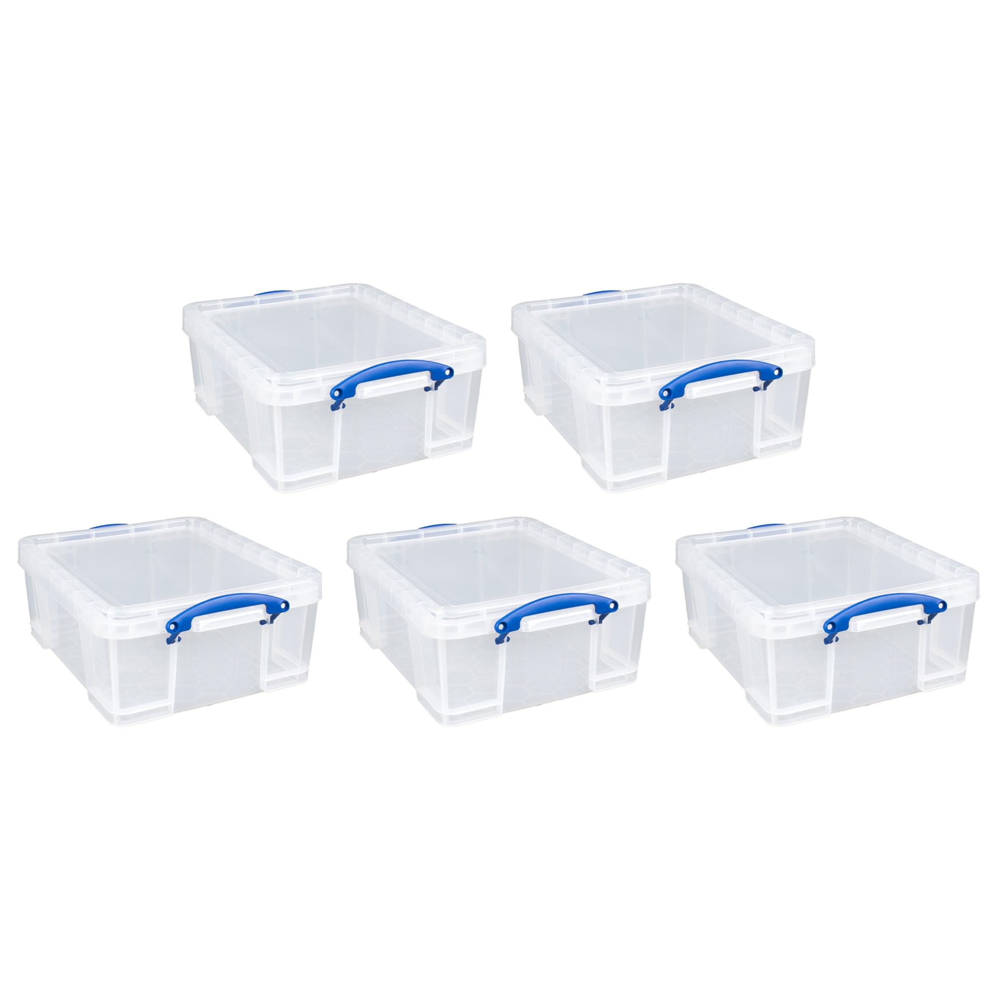 Really Useful Box 5-Pack 17L Clear Plastic Storage Bins with Secure Snap Lids & Clip Lock - Perfect for Home Organization, Office Supplies & Craft Storage