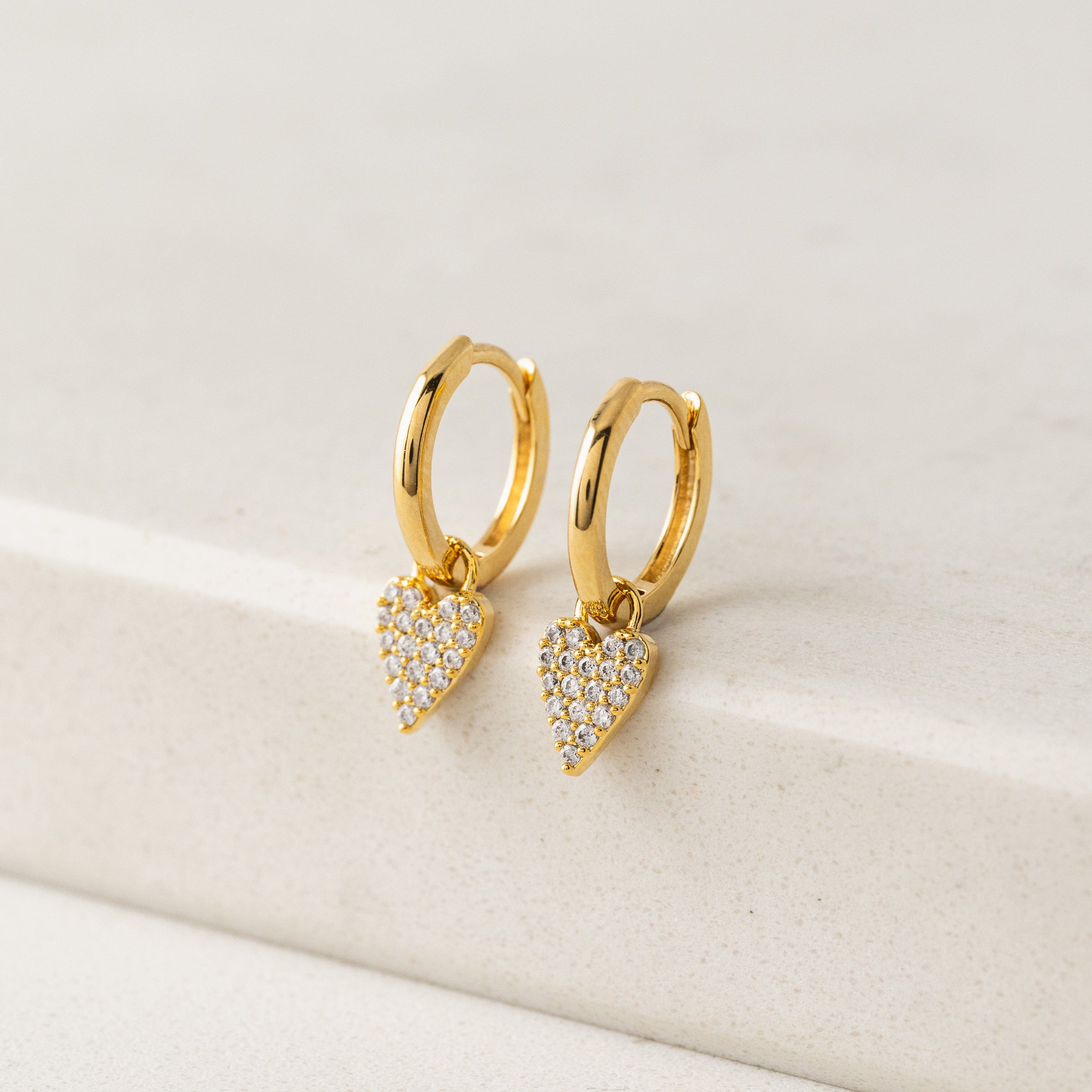 Flutter Heart Huggie Drop Hoop Earrings - Dainty Gold Plated Huggie Earrings for Women, Minimalist Heart Drop Hoops - Perfect for Valentine's Day Gifts, Date Night & Everyday Wear