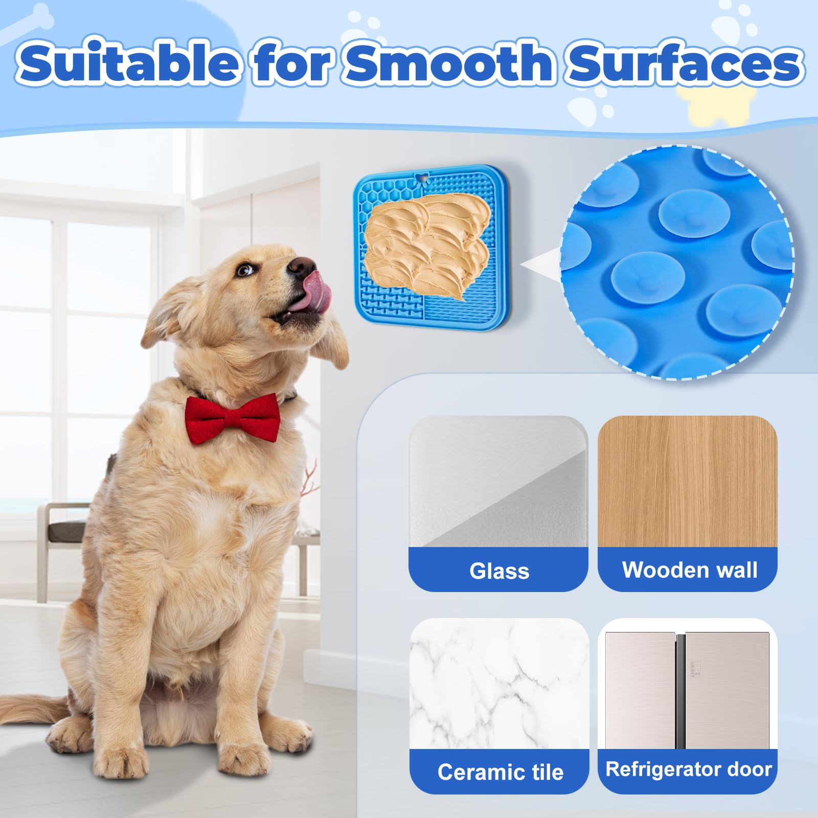 Dog Lick Mat with Suction Cups - 2 Pack Slow Feeder & Anxiety Relief Mat for Dogs and Cats - Non-Slip Pet Food Bowl for Bathing, Grooming, and Enrichment Toys (Blue & Orange) - Perfect for Stress Relief, Mealtime Fun, and Pet Care Routine